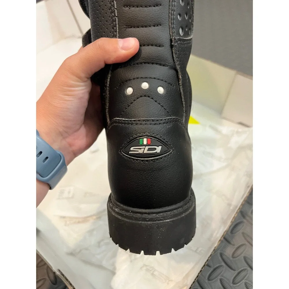 Sidi Tour Air Motorcycle Boots‎ Mens 8.5 Black Perforated Leather Touring Gear